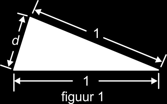 De oppervlakte van de driehoek en de lengte van de derde zijde worden bepaald door de grootte van de hoek α tussen de twee gelijke benen. a Toon aan dat de oppervlakte 1 2 sin(α) is.