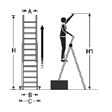 A B Touw/trek ladders Sports H A B C Afmetingen stijlen Gewicht ST350/2CM 12+12 353/604