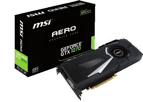 0 1721 MHz Actief gekoeld VR Ready 3 jaar garantie Model: Geforce GTX 1070 Aero