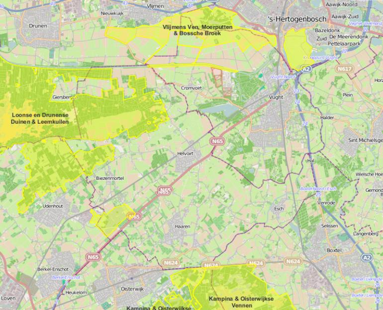 Vanuit de interactieve natuurbeheerkaart van de provincie Noord-Brabant volgt dat er in het studiegebied wel gebieden aanwezig zijn, die behoren tot de EHS.