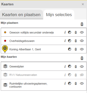 Door het bolletje over de gele balk te verschuiven kan je die laag transparant maken (0 100%). Dit kan ook bij de lagen bij Mijn plaatsen Figuur 7: Transparant maken van een selectie 3.