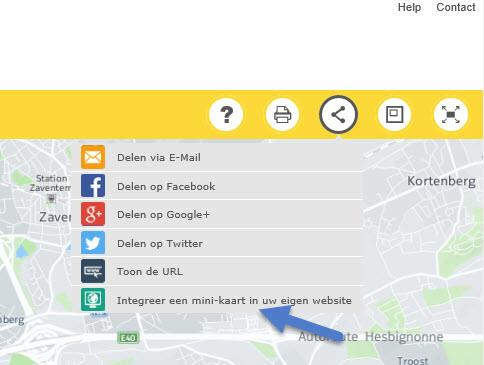 3. Kies voor integreer een mini-kaart in je eigen website Figuur 36: Aanmaken van een mini-kaart