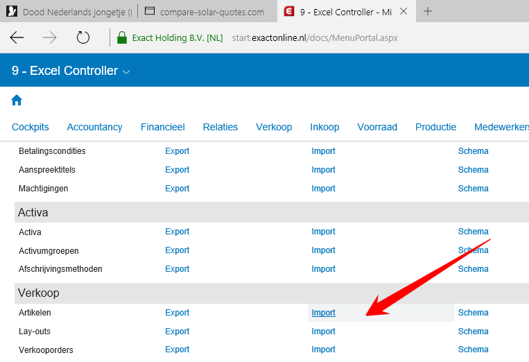 Klik vervolgens op Artikelen Import Vervolgens klik op Browse en selecteer het aangemaakt XML bestand.