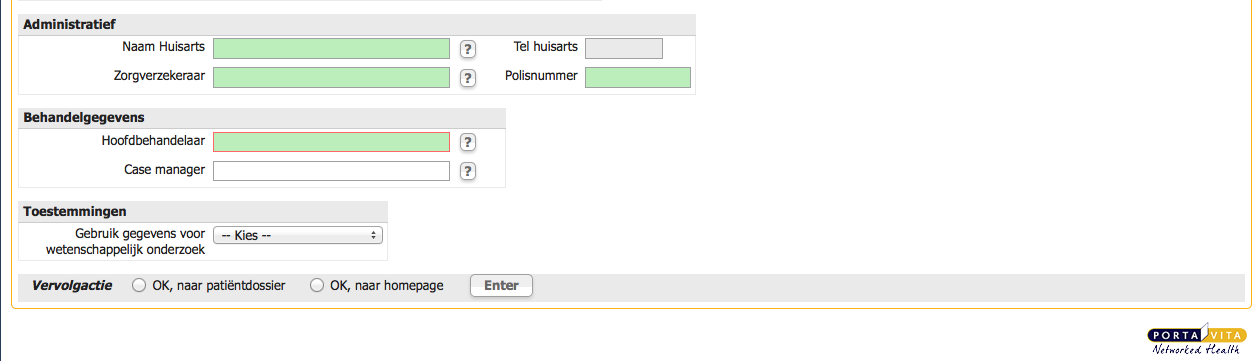 Case Manager Voor elke patiënt kan per behandeling worden vastgelegd wie de casemanager is.