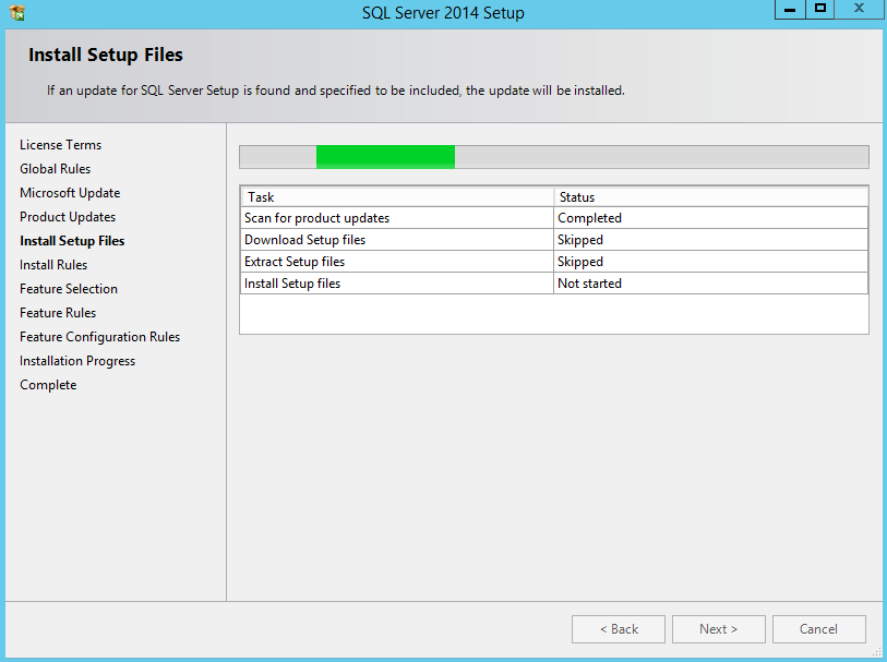 Volgende scherm het hokje aanvinken, door deze aan te vinken update SQL 2014 zichzelf met de nieuwste updates!