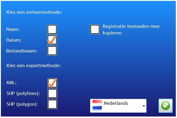 3.2 Configuratiescherm In het confugariescherm kunt u enkele gebruikers opties instellen zoals de sorteer methode en de export methode.