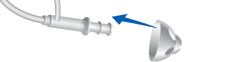 Standaard oorstukjes verwisselen (LifeTip) X Trek het gebruikte oorstukje eraf en plaats het nieuwe oorstukje.