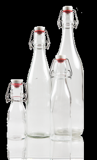 10 beugelflessen / bouteilles avec serre-bouchon rond Inhoud / Contenance 50 ml