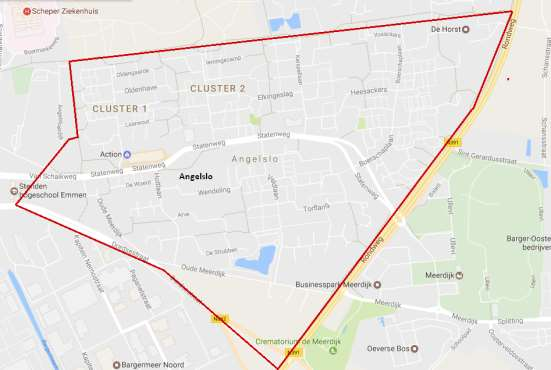 Bron: Google Maps 1.3 De opgave in Angelslo 10 Angelslo is zowel sociaal als fysiek de meest kwetsbare wijk van Emmen.