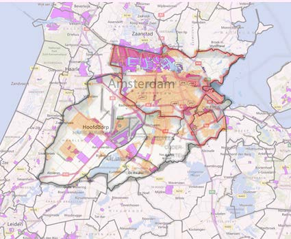 2. Geografische afbakening 2.1 Inleiding In deze studie wordt het studiegebied afgebakend als de regio Amstelland-Meerlanden (Schiphol) en Amsterdam.