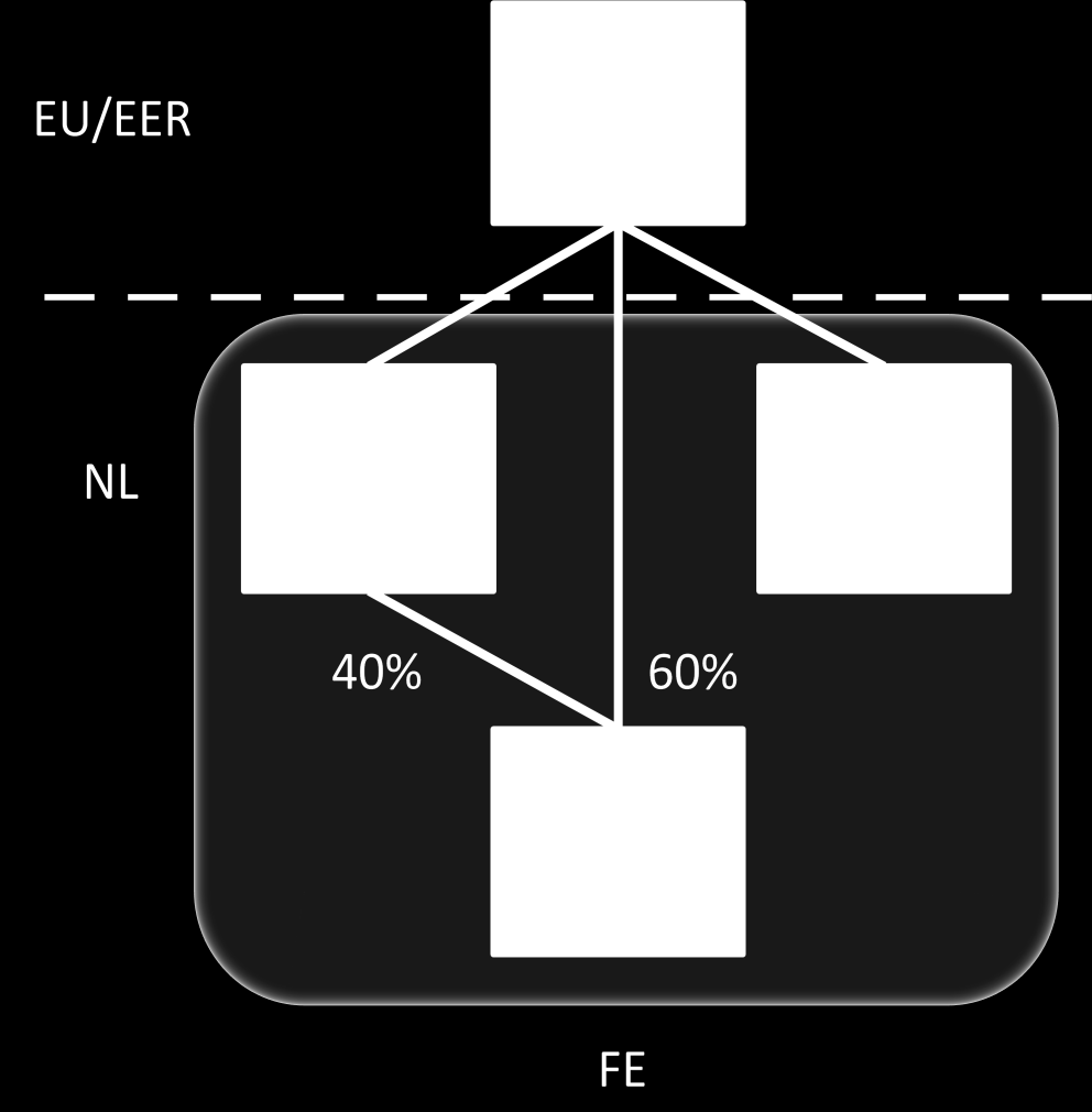 Een andere mogelijkheid is dat de aandelen in twee fiscale eenheden, onmiddellijk of middellijk, in handen zijn van een topmaatschappij.