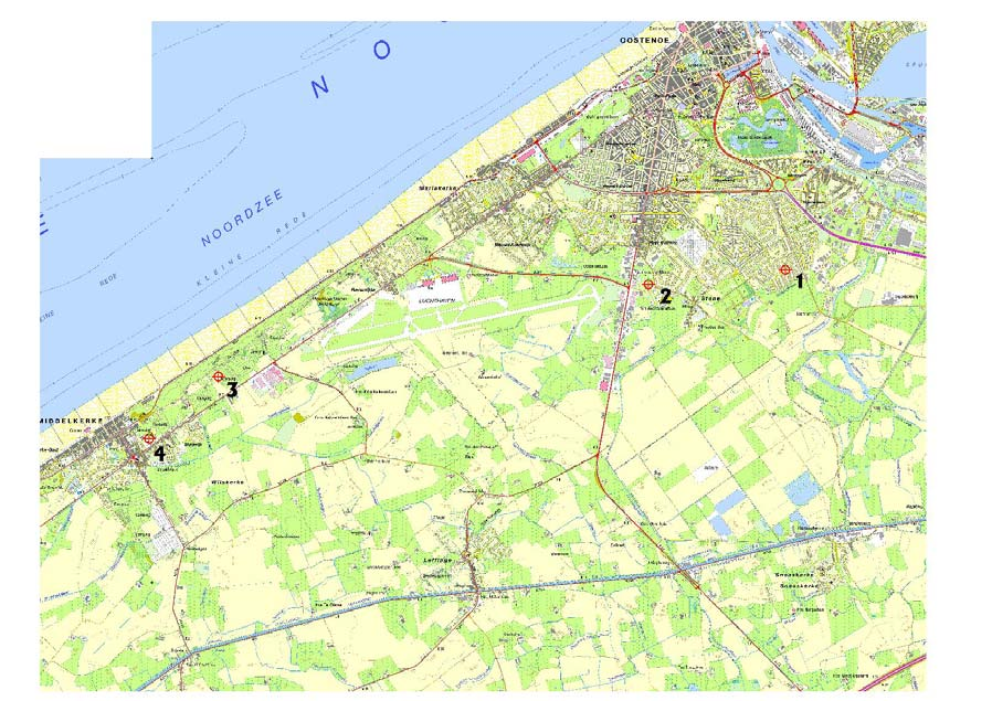 Geluidsmeetnet Internationale Luchthaven Oostende-Brugge Periode : 211 Per conventie worden de meetplaatsen als volgt genummerd: Tabel 1: Meetposten en hun plaatsen NMT1 NMT2 NMT3 NMT4