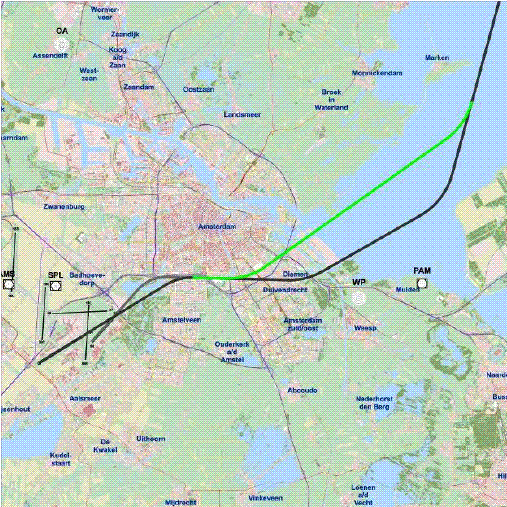 Figuur 3. Nieuwe route (groene lijn) in het kader van maatregel 6. 4.