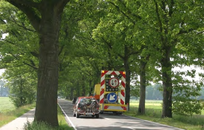 Figuur 14 Voor de volgende intensief bereden wegen waar de werkelijk gereden snelheid hoger is dan 80 km/u (de oranje + wegen) heeft de provincie Flevoland het gebruik van een botsabsorber