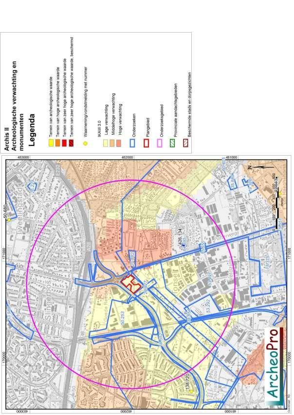 Archeologische onderzoek Fokko Kortlanglaan 225-227, Harderwijk ArcheoPro Rapport, 16028, Pagina 21 Figuur 11: Kaart met