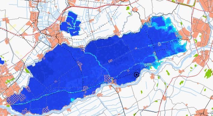 Omdat het oostelijk deel van de dijkring hoger ligt wordt dit ontzien.