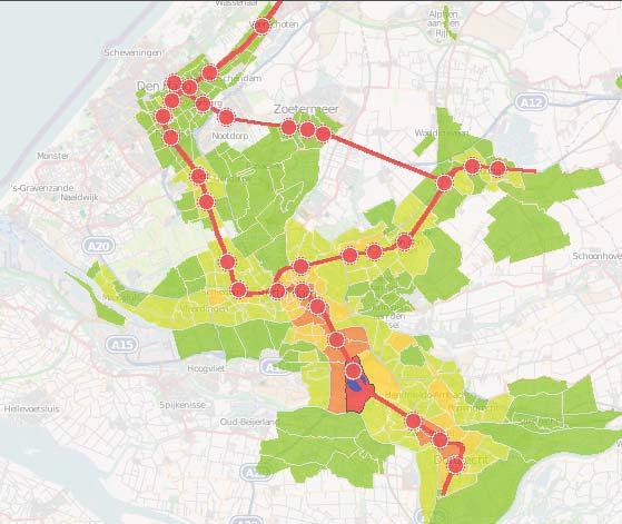 Met metroachtige frequenties is een inwoner van Barendrecht binnen een half uur in Schiedam, binnen driekwartier in Den Haag en Leiden in