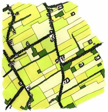 Beplante wegen Grote open ruimten omringd door beplanting Bebouwing aan de weg in groene kamers Erven In de hoogveenontginningen ten zuiden van Noordwolde liggen de erven verspreid als groene