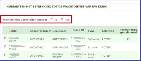 De agenda van de kring Nadat de wachtperiodes zijn gedefinieerd, kunnen de artsen worden ingeschreven in de agenda van de kring.