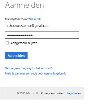 9 2.2 Inloggen met uw Microsoft Account U kunt zich nu aanmelden met het opgegeven E-mailadres en wachtwoord.
