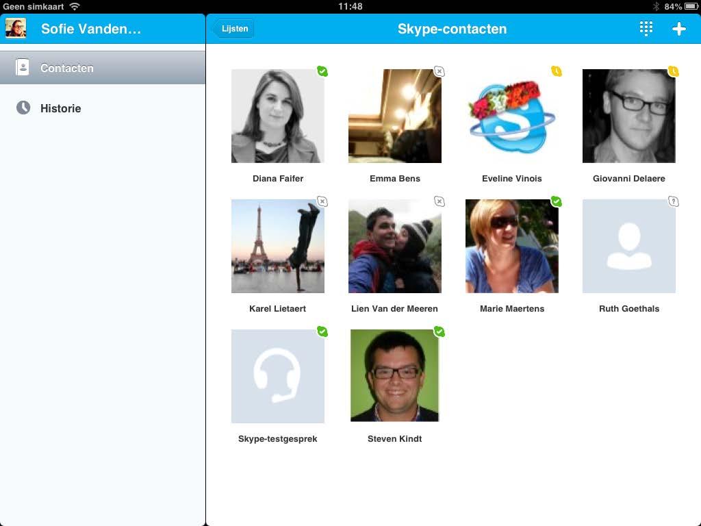 64 Ik kies voor Skype-contacten.