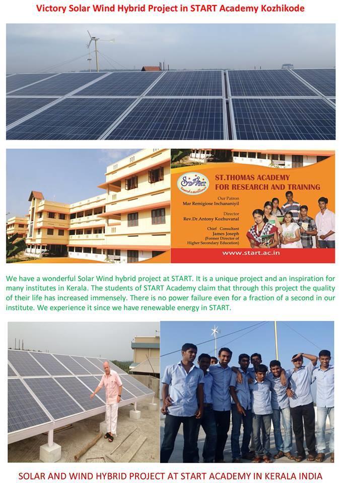 zon en windenergie. Wij hebben de krant en de TV gehaald, omdat dit een unicum is in Kerala. Veel dank aan de donateurs voor deze energie installatie.