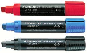 zwart 635170 rood 635172 blauw 635173 groen 635174 STAEDTLER LUMOCOLOR VILTSTIFT 350 Dankzij een exclusief en revolutionair Staedtler procédé droogt deze inkt niet meer uit.