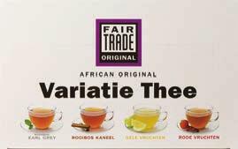 Keuken- en kantine-artikelen 10 KOFFIE EN THEE WEGWERPSERVIES FAIR TRADE THEE Deze thee is afkomstig van kleine boerenbedrijven uit Tanzania De thee wordt in