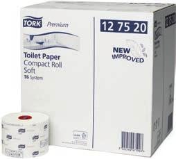 2-laags premium toiletpapier. Voor het Tork T6-Compact Roll System.
