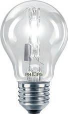 Verlichting 10 LAMPEN PHILIPS HALOGEENLAMP ECO Halogeenlamp in heldere uitvoering. Gemiddelde levensduur 2000 uur. Lampvoet E27. Spanning 230V. Dimbaar.