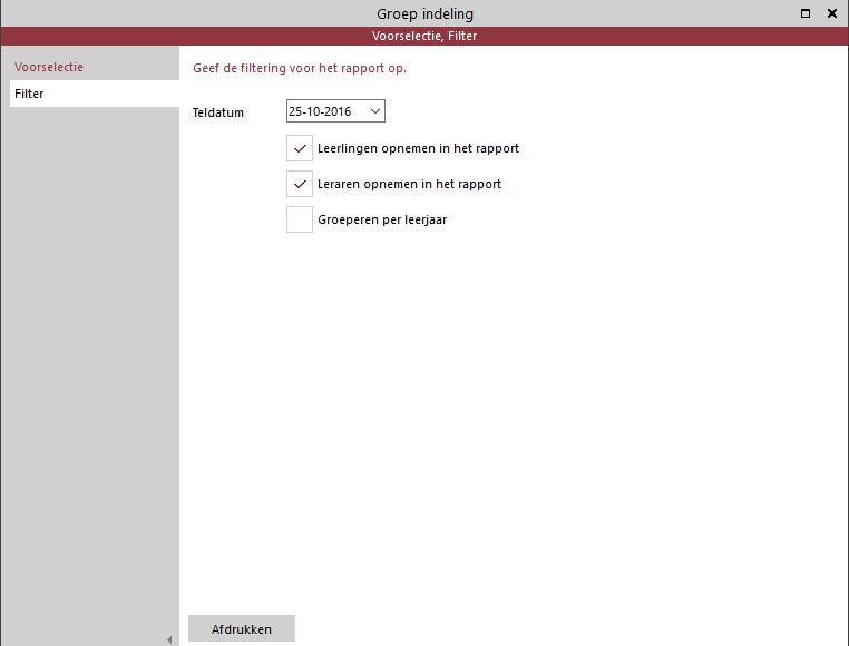 3 INDELING >>Indeling Geef hier de filtering vr het rapprt p.