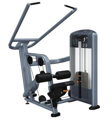 Lat pull down (nr 13) Ga zitten en plaats je voeten op schouderbreedte op de grond en je bovenbenen tegen de kussens aan.