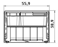 700K604 375,15 453,93 KickMatic Met voetbediening en glijdersysteem met handbediening Inbegrepen emmers 1 1 2 3 4-voudige afvalscheiding 559 x 461 x 389 mm