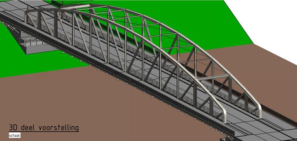 3D voorstelling verbreding brug Berg Verder wordt de brug voorzien van een nieuwe inspectiewagen, een leiding van Waterleiding Maatschappij Limburg en ruimte voor eventueel andere leidingen.
