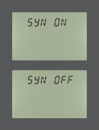 3) Als de procedure geslaagd is, verschijnt op de display van beide zenders DONE. Synchroonfunctie activeren 1) Toets MENU (18) indrukken en daarna 2x op de toets + (20).