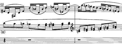 - In de Introduktion uit Sonate 2, op. 60, mt. 19-20 is sprake van twee zelfstandige lijnen. In de linkerhand stijgende tertsen (mt. 19 kleine tertsen, eerste helft mt.
