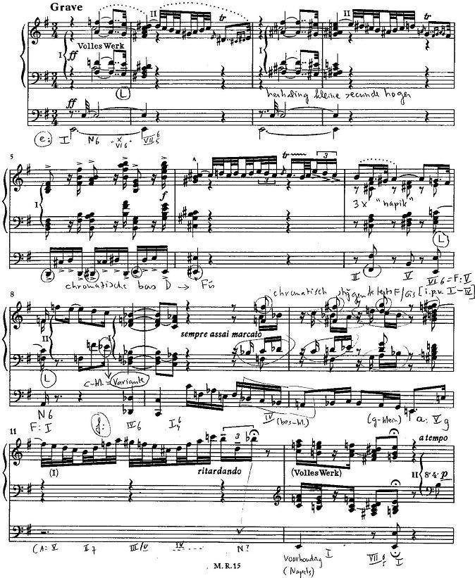 In de rethorische, muzikale gebaren (alle cadenza 32 e loopjes en trillers, afgewisseld met akkoorden) is Reger conservatief.