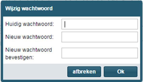 Onderstaand scherm volgt: Het verzoek is om uw wachtwoord te veranderen in een nieuw wachtwoord.