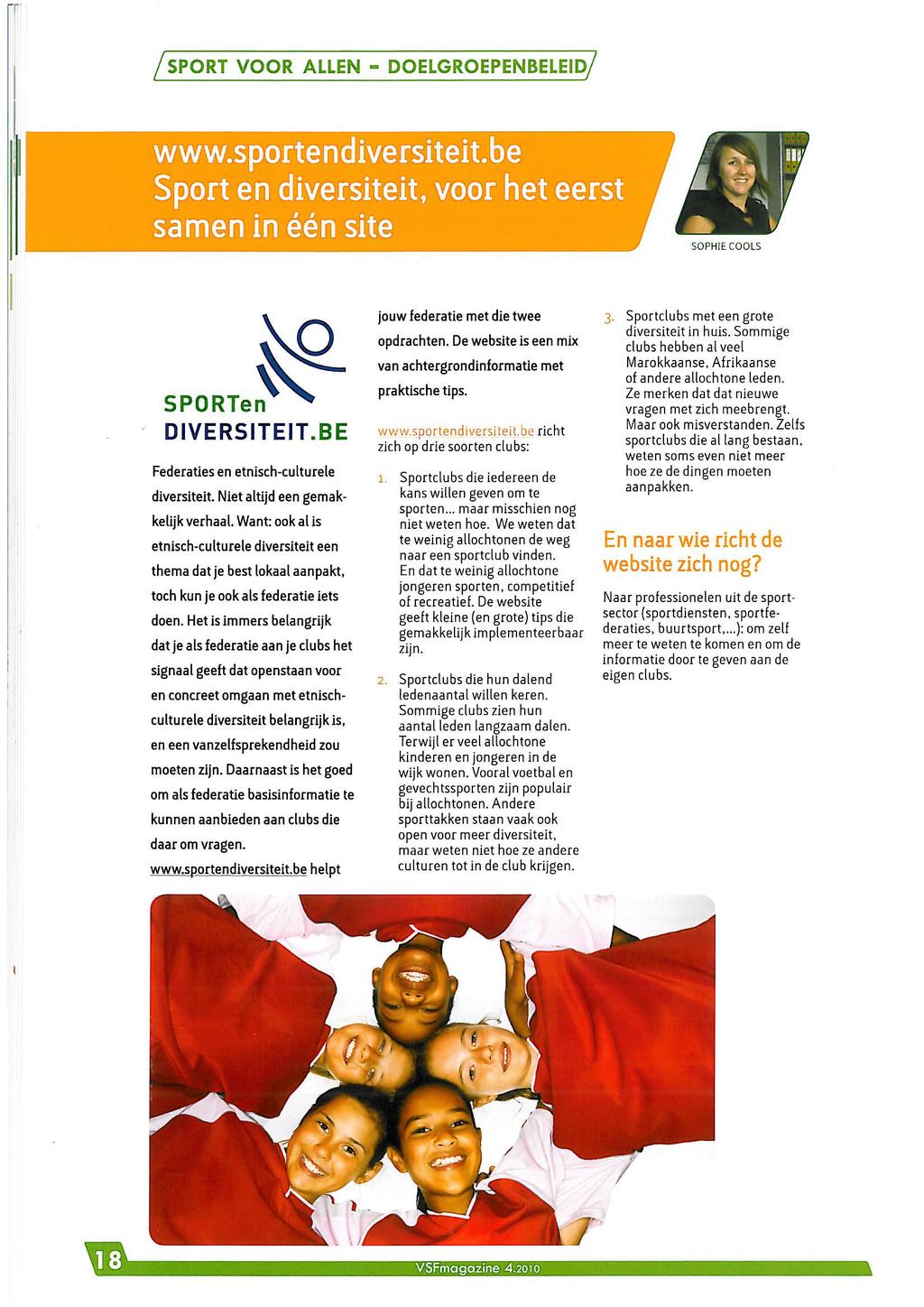 PROJECT ETHIEK: DIVERSITEIT I DE SPORTCLUB TRAI DE TRAI ER BRO : VSF MAGAZI