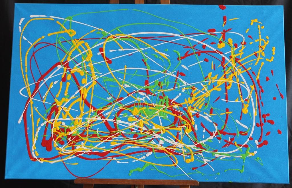 Titel : Krongelidon Gemaakt naar Jackson Pollock De kunststroom is abstract expressionisme.