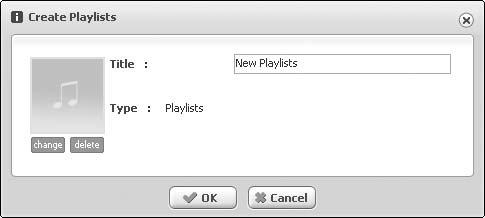 Het venster <Playlists> wordt weergegeven. 2. Klik onder in het venster op <New Playlists> (Nieuwe Afspeellijsten).