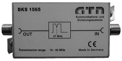 2.5 Functionaliteit BKS 1565 sper/doorlaatfilter De BKS 1565 is een gecombineerd sper- en doorlaatfilter dat tussen het coaxiale en optische netwerk kan worden geschakeld.