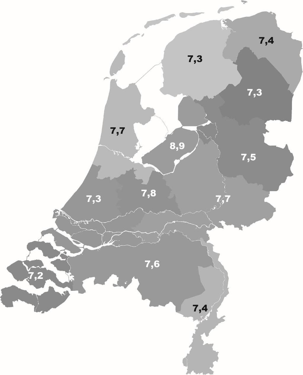 Groningen telt veel tevreden ondernemers Als we kijken naar de ondernemerstevredenheid, dan zijn ondernemers met een stemmingsindicator van 9,5 in Groningen het meest tevreden, gevolgd door