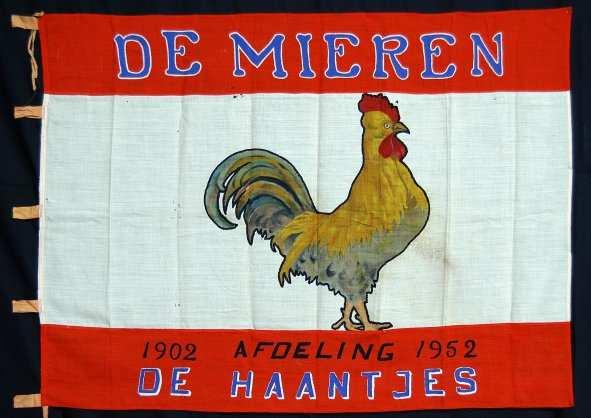 Nr. 183 1952 De Mieren, Afdeling De Haantjes, Diesterweg s Hulpkas Antwerpen Fysieke details Linnen Bedrukt Meerkleurig, geen franjes Formaat ingsnr.