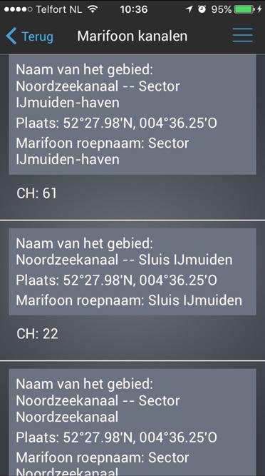 4. Informatie in de omgeving Handige informatie, vooraf en onderweg U vindt informatie in een straal van 10 zeemijlen om uw positie. Of rond een in de kaart gekozen positie bij Tocht-voorbereiding.