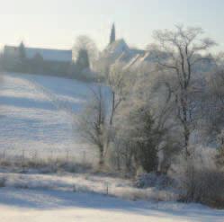 Klooster in de sneeuw Bertrand Brughns