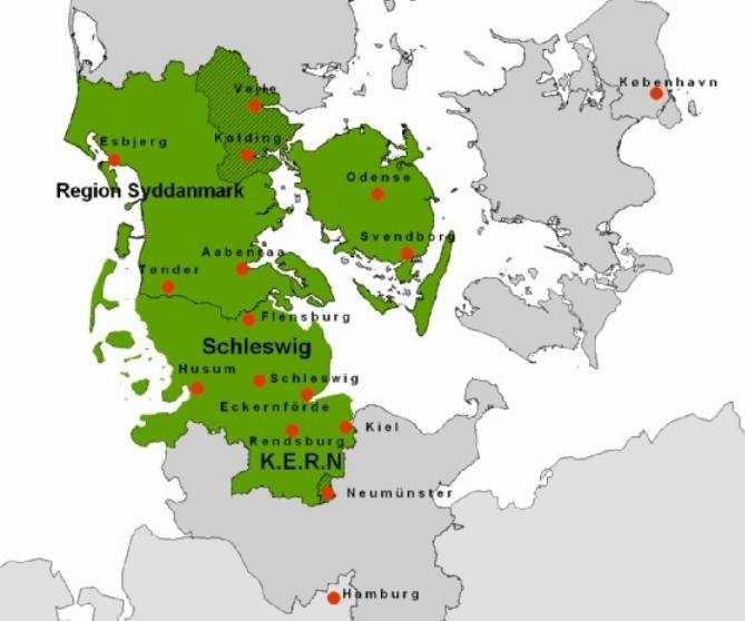 II: Grensoverschrijdende samenwerking regio Syddanmark-Schleswig-K.E.R.N In de regio Syddanmark-Schleswig-K.E.R.N wordt al een aantal jaren gewerkt met een Grenzüberschreitende Wirtschaftsentwicklungsstrategie.