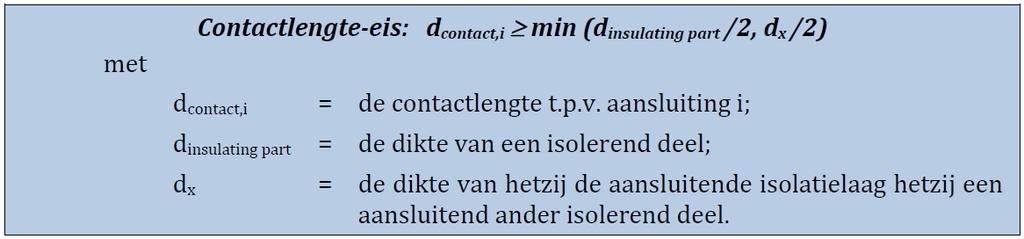 De contactlengte moet groter zijn dan het kleinste van de helft van de