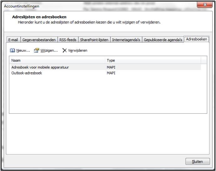 5 Instellen ZorgMail Adresboek Om gebruik te kunnen maken van het ZorgMail adresboek dient u binnen Outlook een zgn. LDAP koppeling te configureren. Een adresboek toevoegen in Outlook 2007: 1.