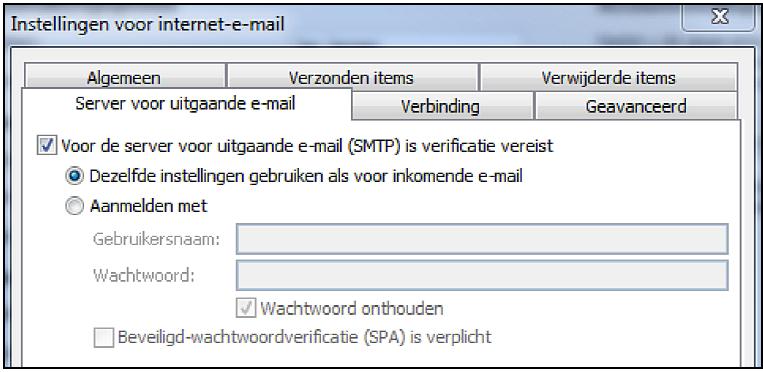 Bij het uitklapmenu 'Type account' kiest u: IMAP of POP3, wij adviseren IMAP. Bij 'Server voor inkomende e-mail' moet staan: mail.zorgmail.
